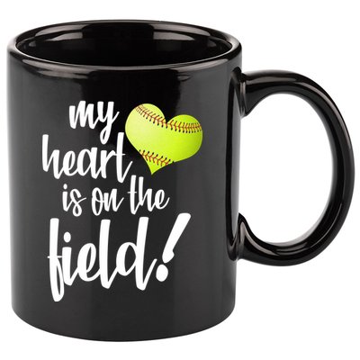 My Heart Is On The Field Baseball Player 11oz C Handle Ceramic Mug