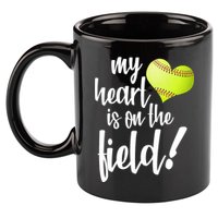 My Heart Is On The Field Baseball Player 11oz C Handle Ceramic Mug