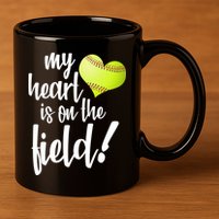 My Heart Is On The Field Baseball Player 11oz C Handle Ceramic Mug