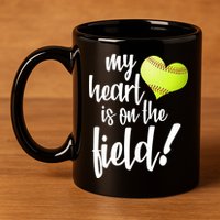 My Heart Is On The Field Baseball Player 11oz C Handle Ceramic Mug