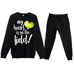 My Heart Is On The Field Baseball Player Premium Crewneck Sweatsuit Set