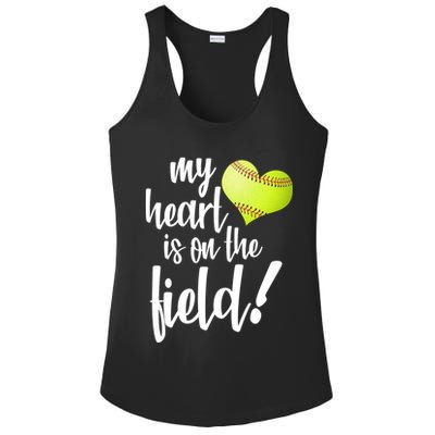 My Heart Is On The Field Baseball Player Ladies PosiCharge Competitor Racerback Tank