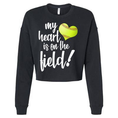 My Heart Is On The Field Baseball Player Cropped Pullover Crew