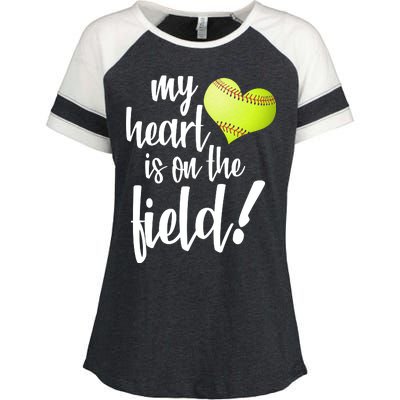 My Heart Is On The Field Baseball Player Enza Ladies Jersey Colorblock Tee