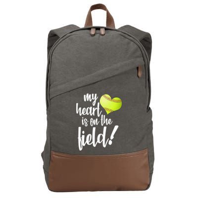 My Heart Is On The Field Baseball Player Cotton Canvas Backpack