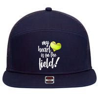 My Heart Is On The Field Baseball Player 7 Panel Mesh Trucker Snapback Hat