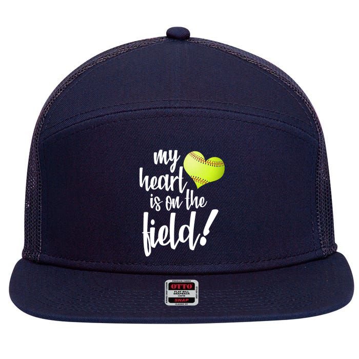 My Heart Is On The Field Baseball Player 7 Panel Mesh Trucker Snapback Hat