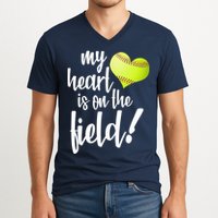 My Heart Is On The Field Baseball Player V-Neck T-Shirt