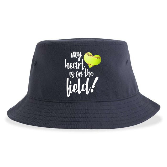 My Heart Is On The Field Baseball Player Sustainable Bucket Hat