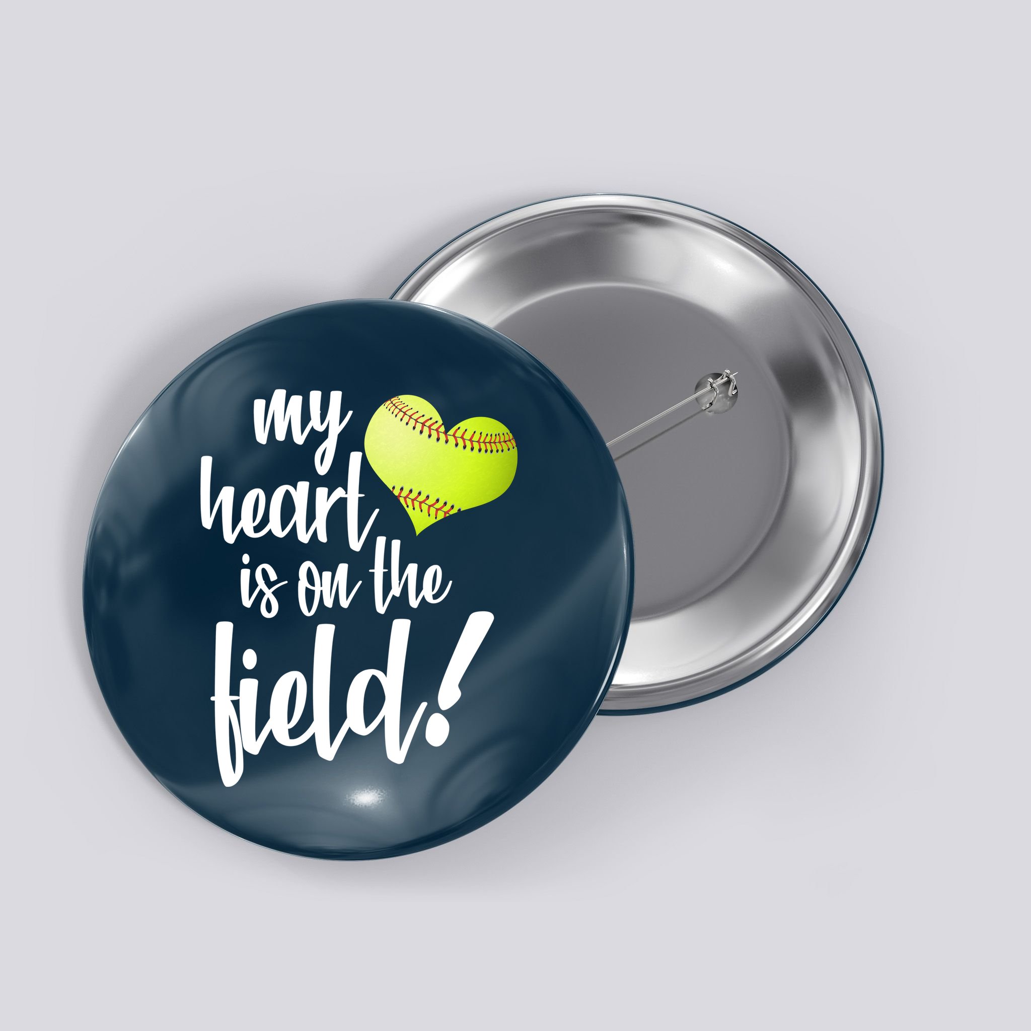My Heart Is On The Field Baseball Player Button