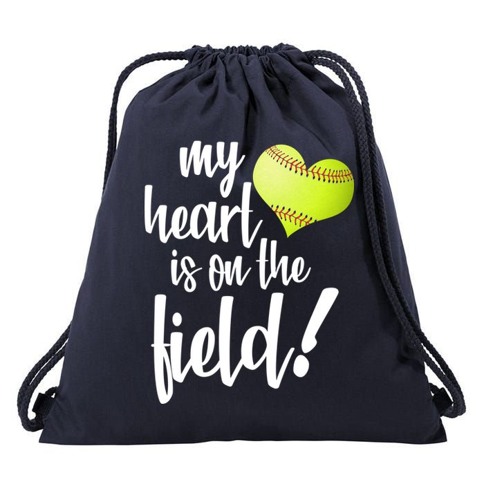 My Heart Is On The Field Baseball Player Drawstring Bag