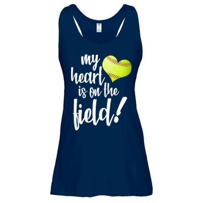 My Heart Is On The Field Baseball Player Ladies Essential Flowy Tank