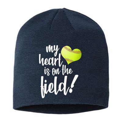 My Heart Is On The Field Baseball Player Sustainable Beanie