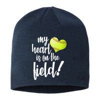 My Heart Is On The Field Baseball Player Sustainable Beanie