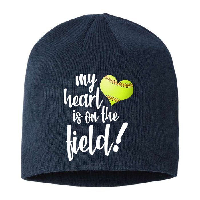 My Heart Is On The Field Baseball Player Sustainable Beanie