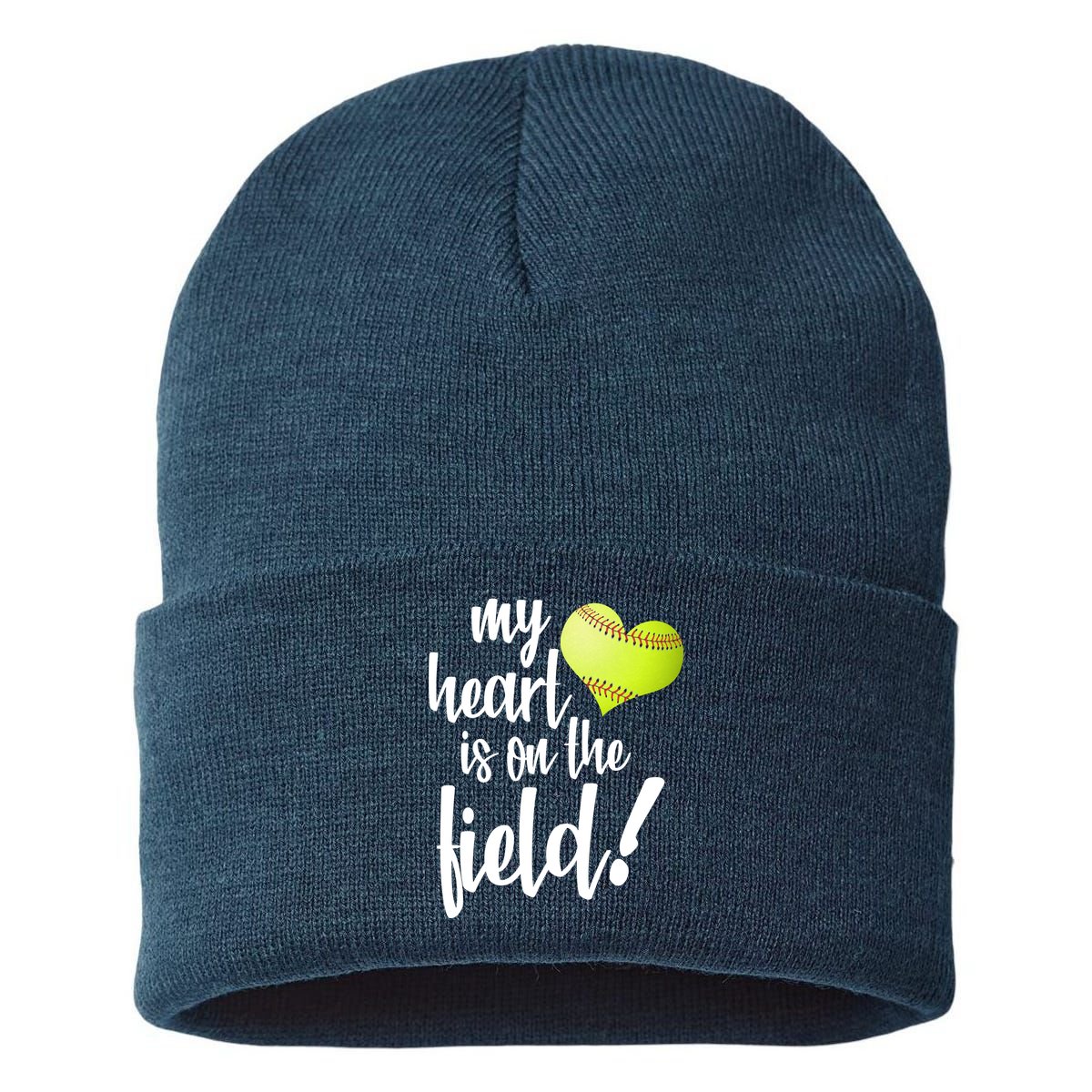My Heart Is On The Field Baseball Player Sustainable Knit Beanie
