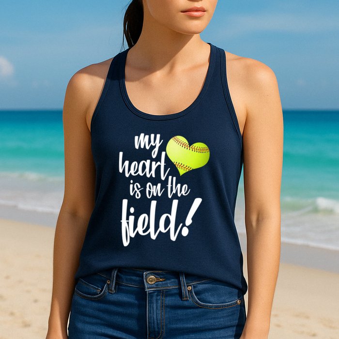 My Heart Is On The Field Baseball Player Womens Tank Top