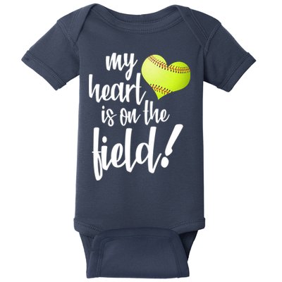 My Heart Is On The Field Baseball Player Baby Bodysuit