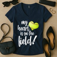 My Heart Is On The Field Baseball Player Women's V-Neck T-Shirt