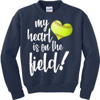 My Heart Is On The Field Baseball Player Kids Sweatshirt