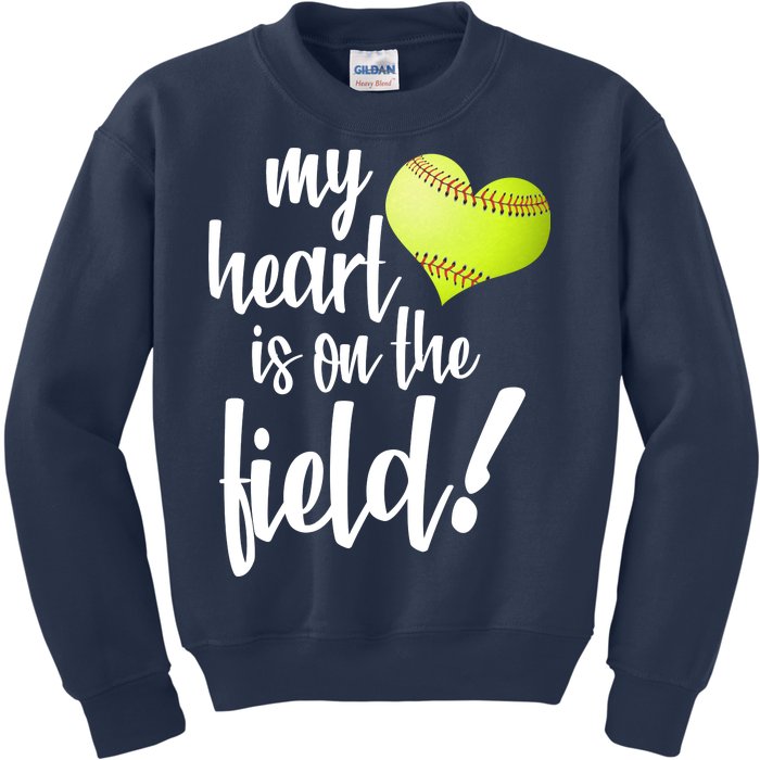 My Heart Is On The Field Baseball Player Kids Sweatshirt