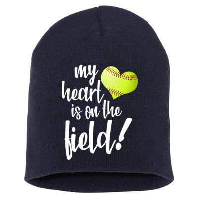 My Heart Is On The Field Baseball Player Short Acrylic Beanie