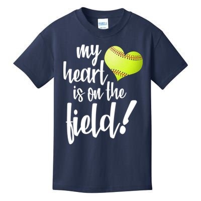 My Heart Is On The Field Baseball Player Kids T-Shirt