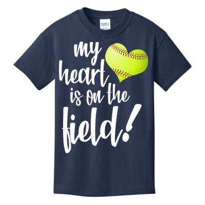 My Heart Is On The Field Baseball Player Kids T-Shirt