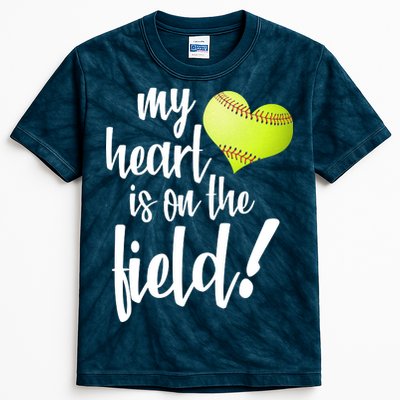 My Heart Is On The Field Baseball Player Kids Tie-Dye T-Shirt