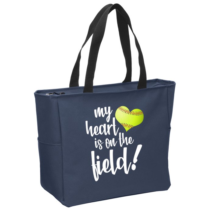 My Heart Is On The Field Baseball Player Zip Tote Bag