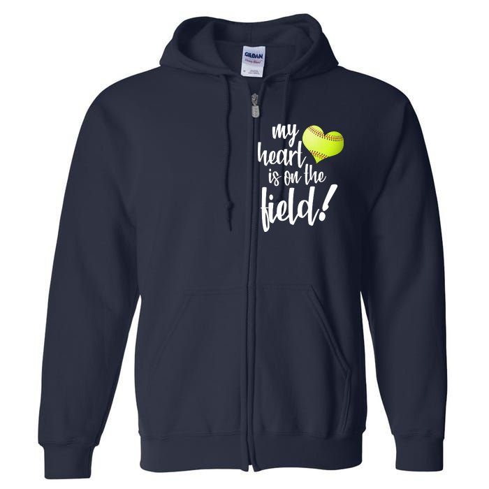 My Heart Is On The Field Baseball Player Full Zip Hoodie