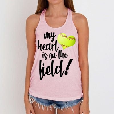 My Heart Is On The Field Baseball Player Women's Knotted Racerback Tank