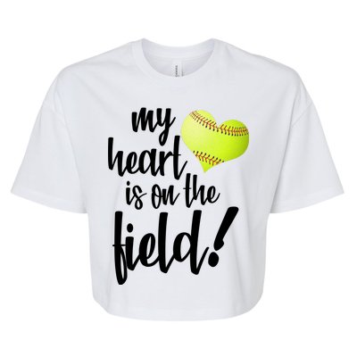 My Heart Is On The Field Baseball Player Bella+Canvas Jersey Crop Tee