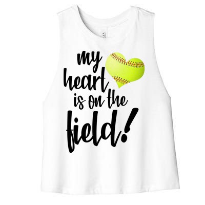 My Heart Is On The Field Baseball Player Women's Racerback Cropped Tank