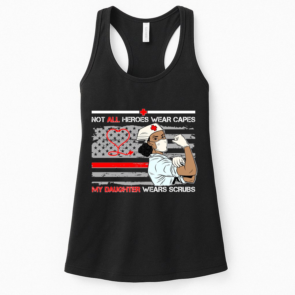 My Hero Daughter Wears Scrubs Nurse Womens Tank Top