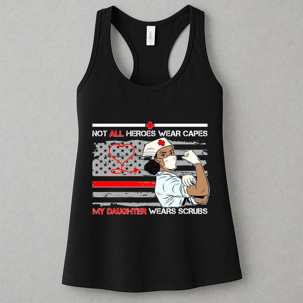 My Hero Daughter Wears Scrubs Nurse Womens Tank Top