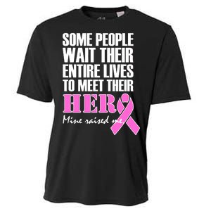 My Hero Raised Me Breast Cancer Awareness Cooling Performance Crew T-Shirt