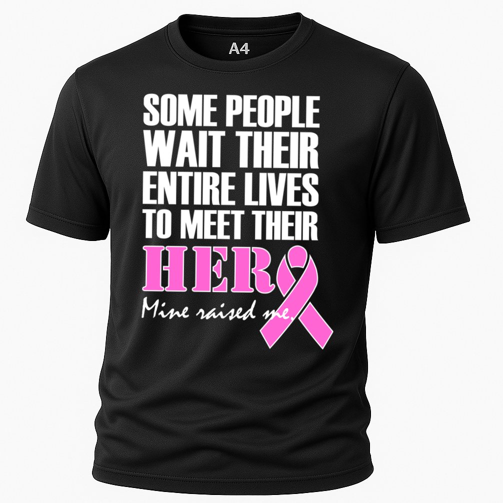 My Hero Raised Me Breast Cancer Awareness Cooling Performance Crew T-Shirt