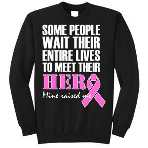 My Hero Raised Me Breast Cancer Awareness Sweatshirt