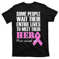 My Hero Raised Me Breast Cancer Awareness T-Shirt