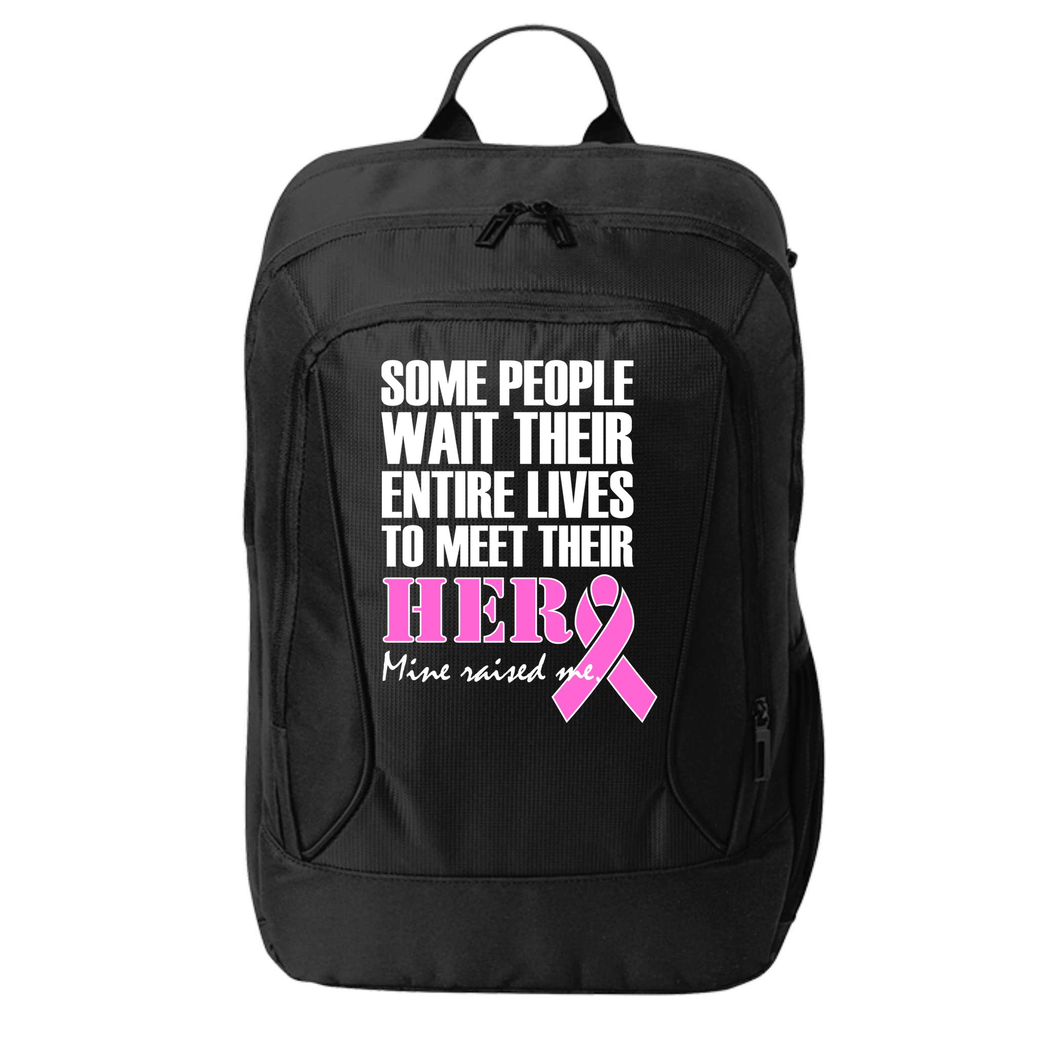My Hero Raised Me Breast Cancer Awareness City Backpack