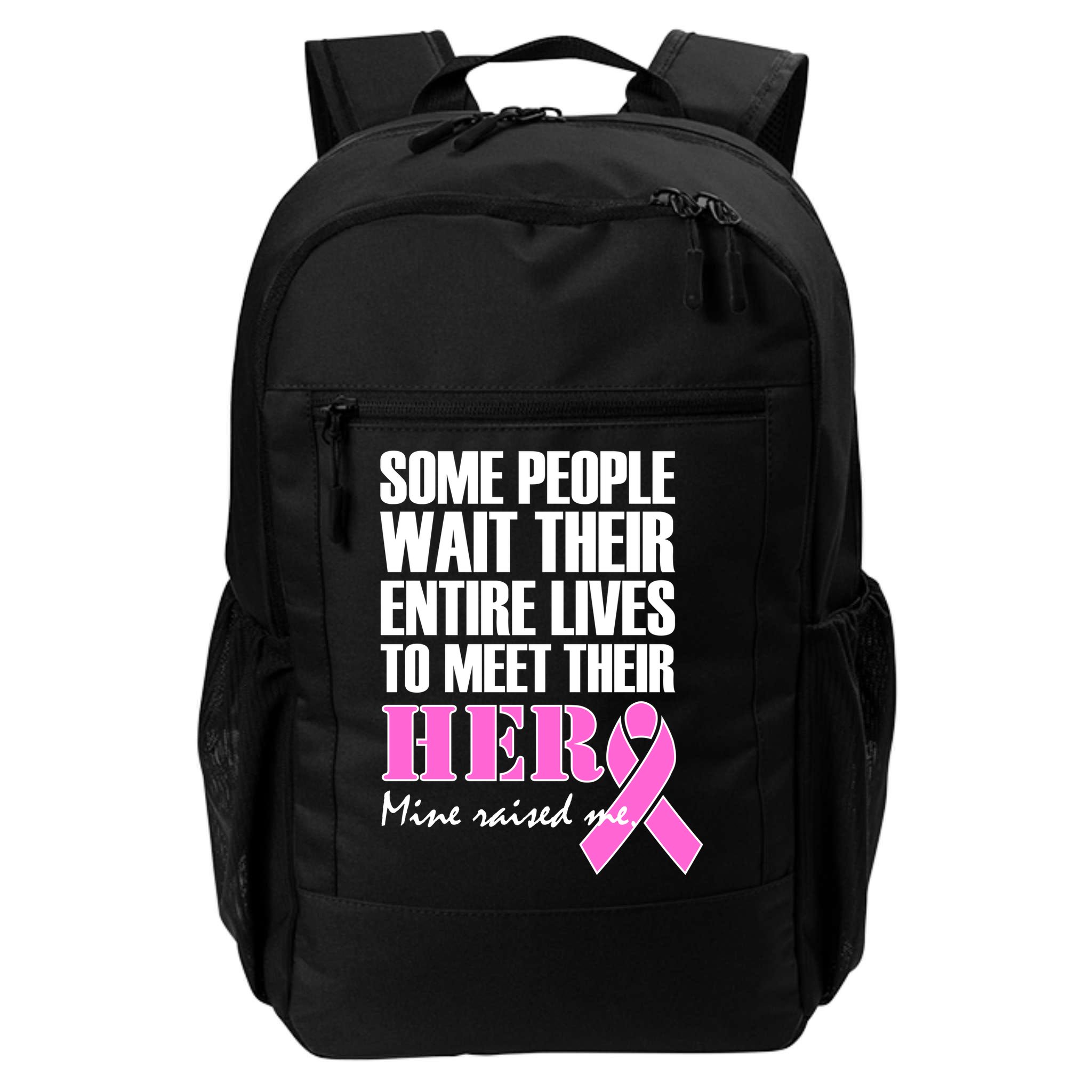 My Hero Raised Me Breast Cancer Awareness Backpack