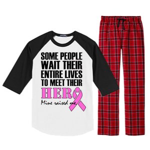 My Hero Raised Me Breast Cancer Awareness Raglan Sleeve Pajama Set