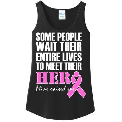 My Hero Raised Me Breast Cancer Awareness Ladies Essential Tank