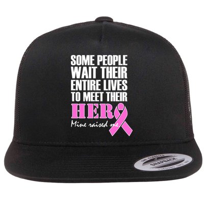 My Hero Raised Me Breast Cancer Awareness Flatbill Hat