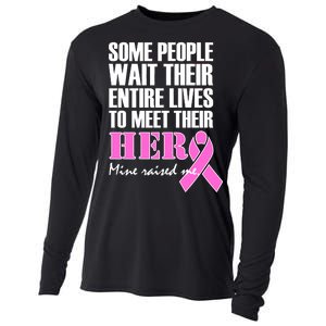 My Hero Raised Me Breast Cancer Awareness Cooling Performance Long Sleeve Crew