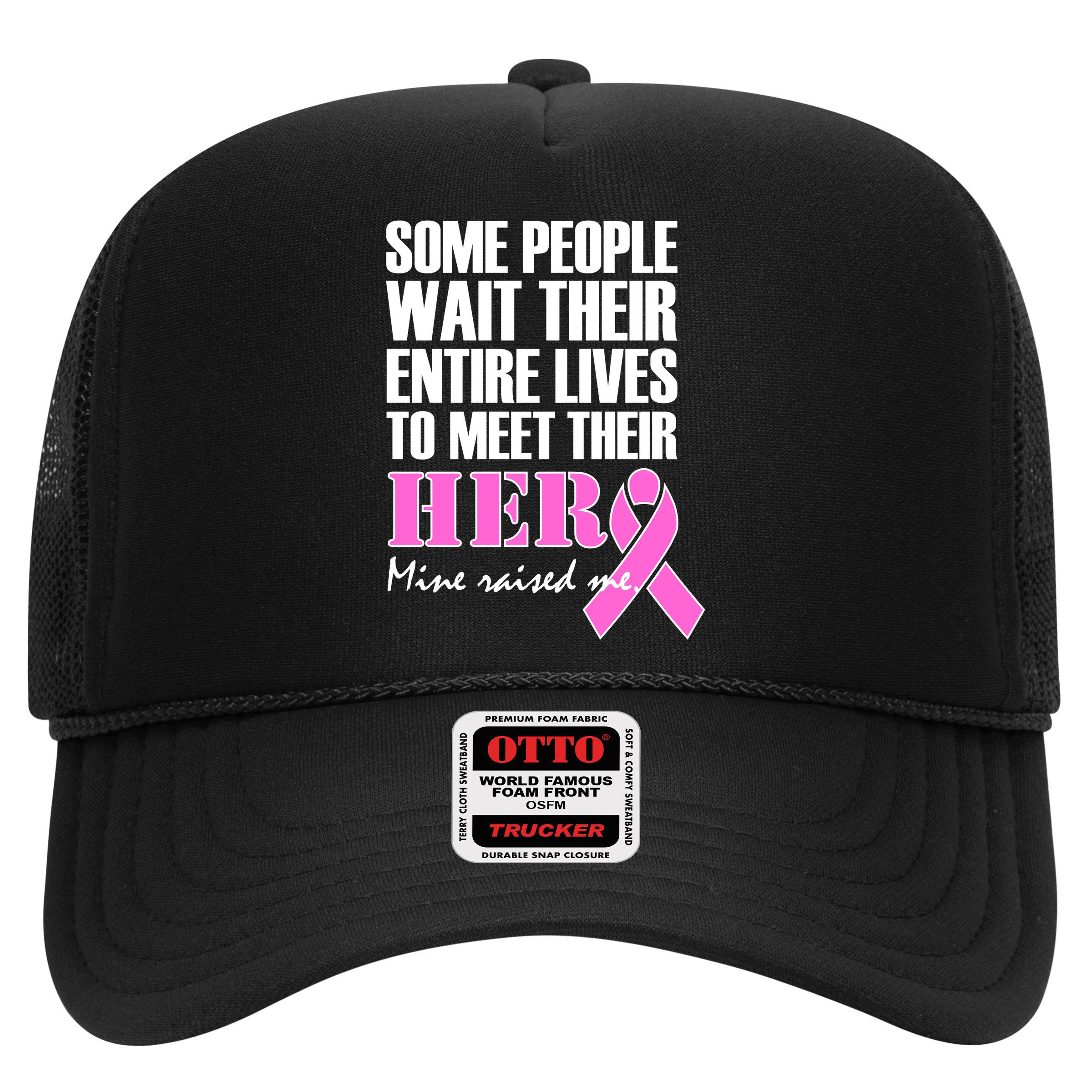 My Hero Raised Me Breast Cancer Awareness Hat