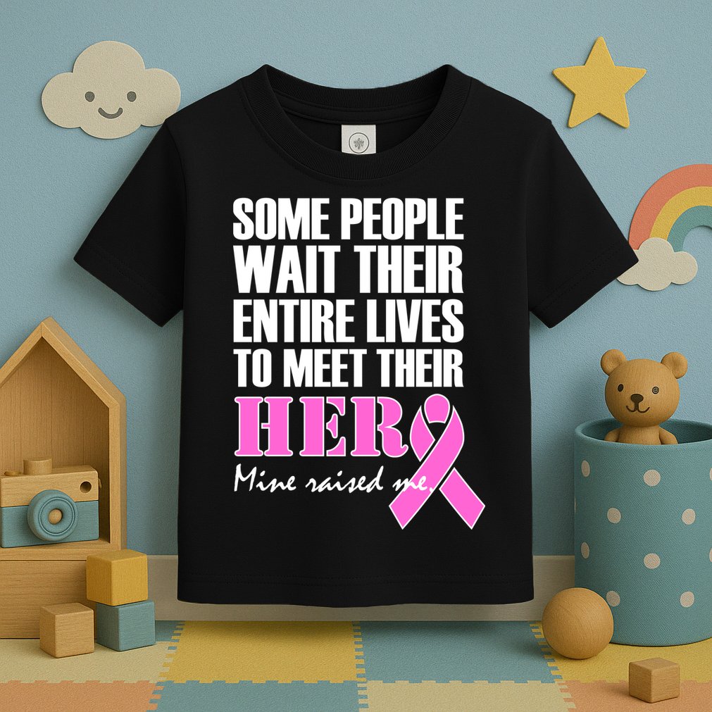 My Hero Raised Me Breast Cancer Awareness Toddler T-Shirt