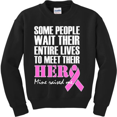 My Hero Raised Me Breast Cancer Awareness Kids Sweatshirt