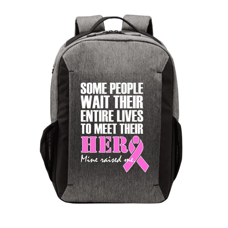 My Hero Raised Me Breast Cancer Awareness Vector Backpack